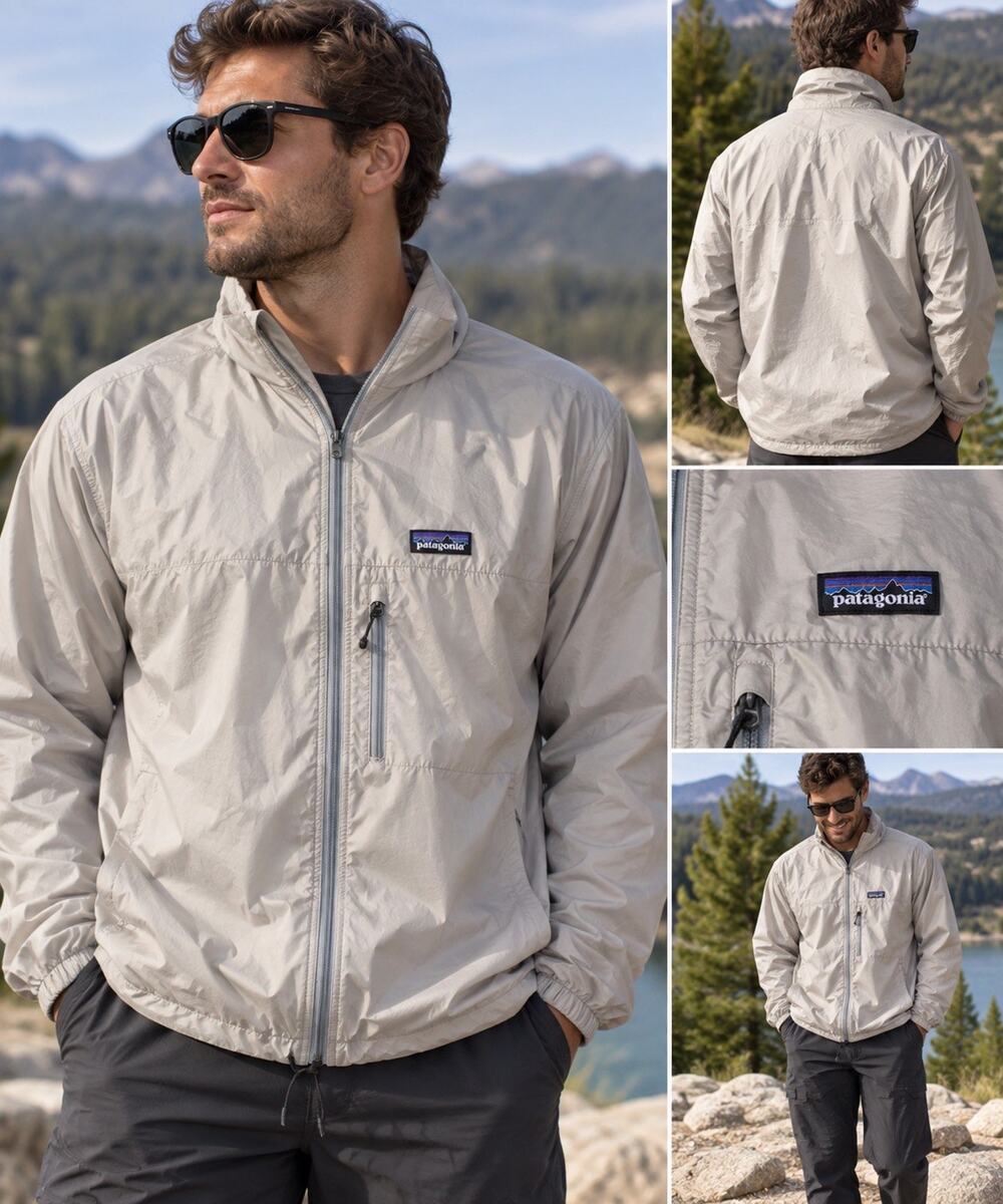 Vintage 2000 Patagonia Windbreaker Jacket Mens XL Gray Nylon Full Zip Y2K
